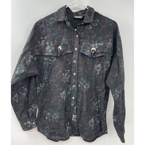 Rough Rider by Circle T Blue Western Shirt w/Silver Star Buttons M-L - Picture 1 of 4
